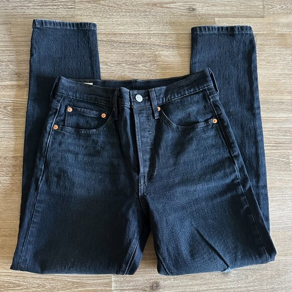 NEW Levi's 501 High Rise Skinny Black Denim Jeans Size 26 Distressed Knees - Picture 3 of 15
